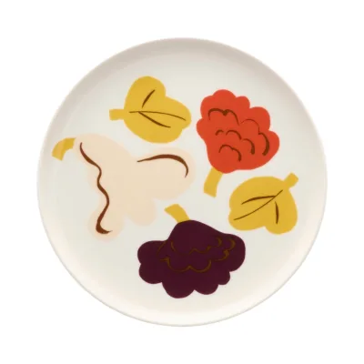 Marimekko Kukasta Kukkaan Oiva småtallerken 20 cm, hvid/vanilje/terracotta/blomme