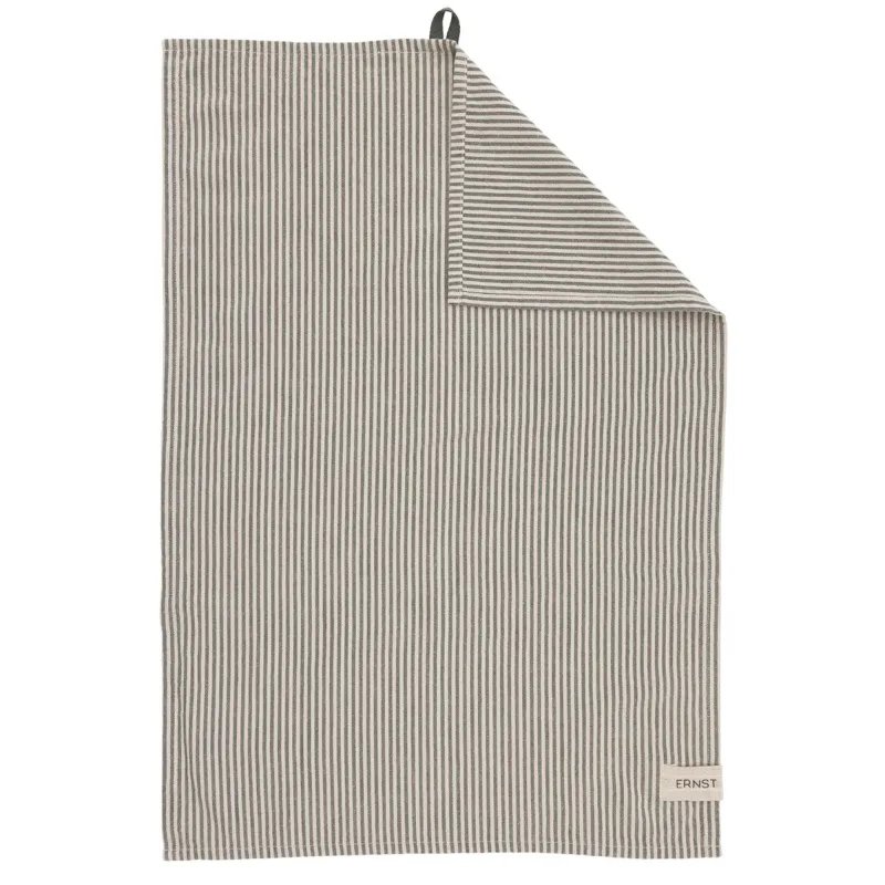 Ernst Viskestykke stribet 47x70 cm, grøn/beige