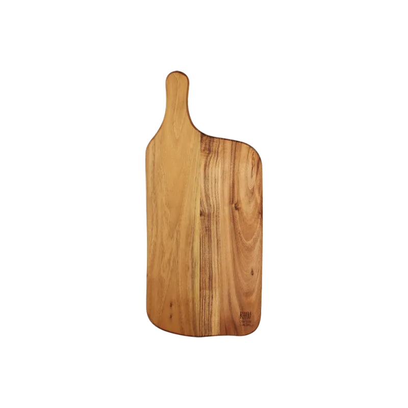 Raw Teak skærebræt med håndtag - 43x19 cm