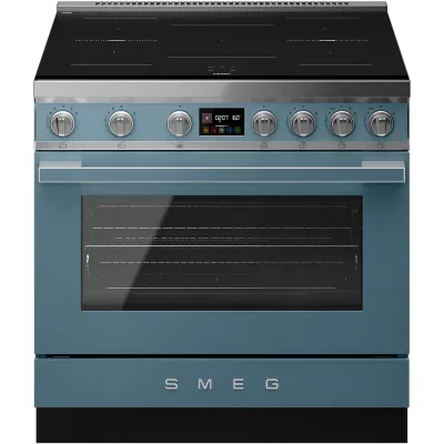 Smeg Portofino CPF9011PSB2 induktionskomfur med ovn 90 cm, storm blue