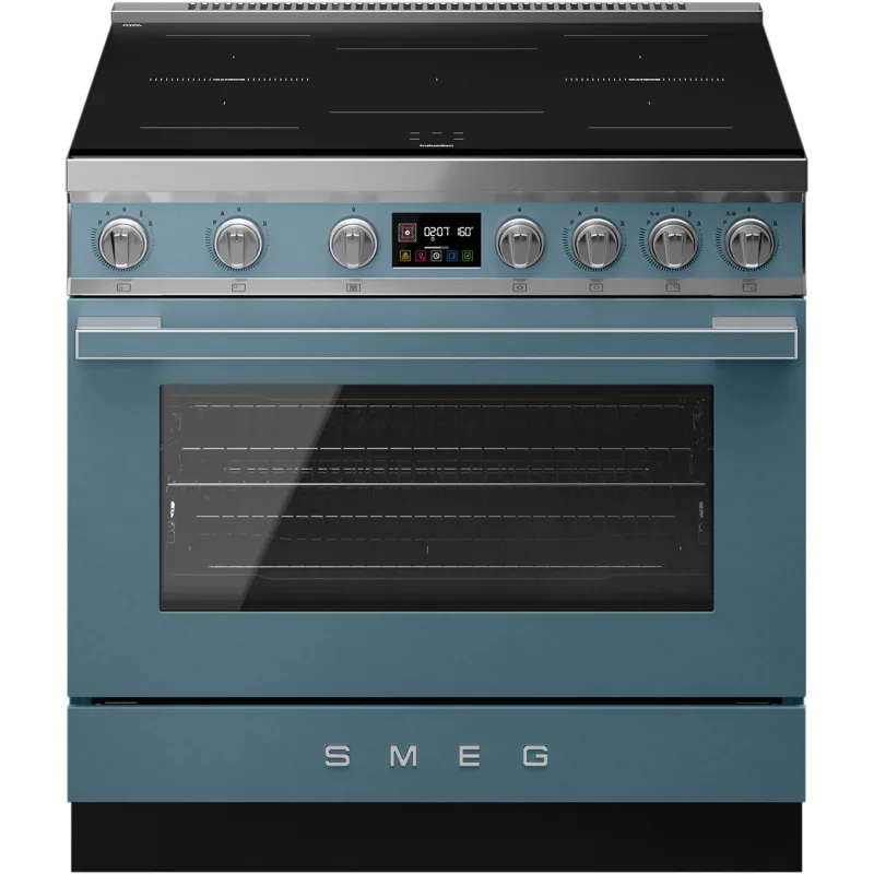 Smeg Portofino CPF9011PSB2 induktionskomfur med ovn 90 cm, storm blue