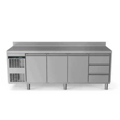 Zanussi kølebord 590L med bagkant - 3 låger og 3x skuffer