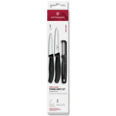 Victorinox Swiss Classic urtekniv, tomatkniv og kartoffelskræller, sort
