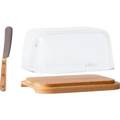 Pebbly Smørboks og smørkniv, bambus