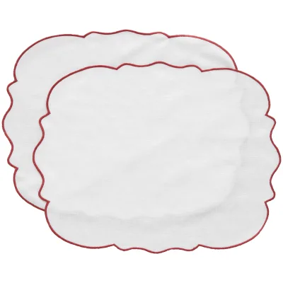 Decotique Gia dækkeserviet, burgundy/hvid, 2 stk.