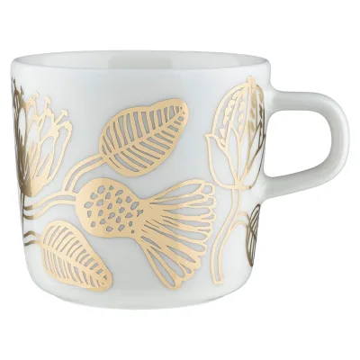Marimekko Tiara Kaffekop 20 cl, hvid/guld