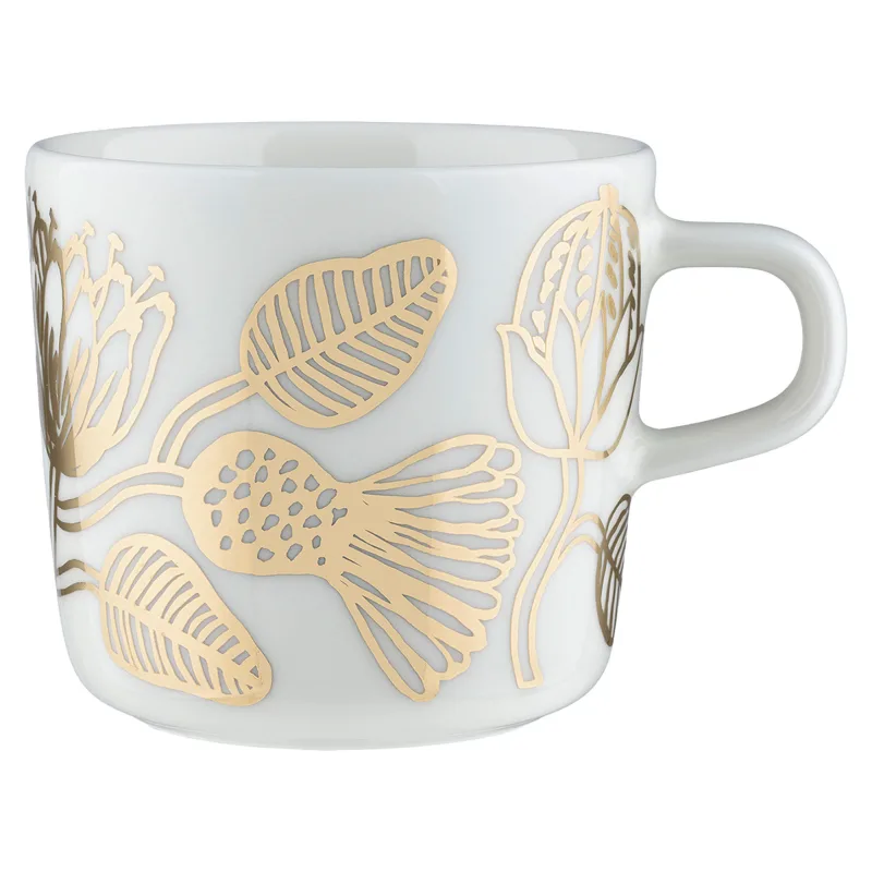 Marimekko Tiara Kaffekop 20 cl, hvid/guld