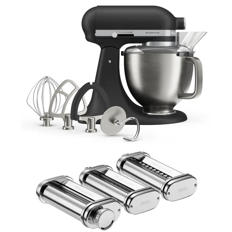 Kitchenaid Artisan Plus køkkenmaskine med pastasæt, 4,7 liter, cast iron black