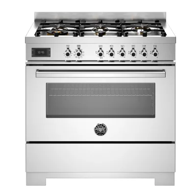 Bertazzoni PRO96L1EXT2 Professional gaskomfur 90 cm med 6 brændere og 1 ovn, rustfrit stål