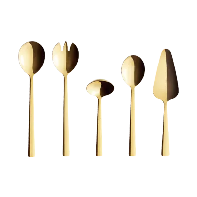 Raw serveringssæt 5 dele - Guld