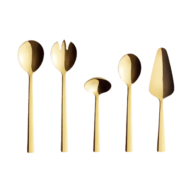 Raw serveringssæt 5 dele - Guld