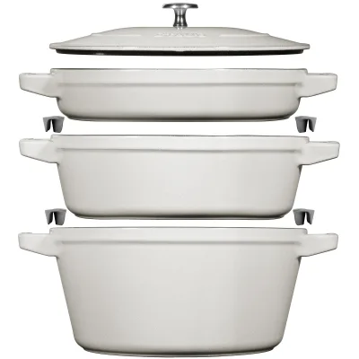 Staub Gryde i støbejern 24 cm, white truffle