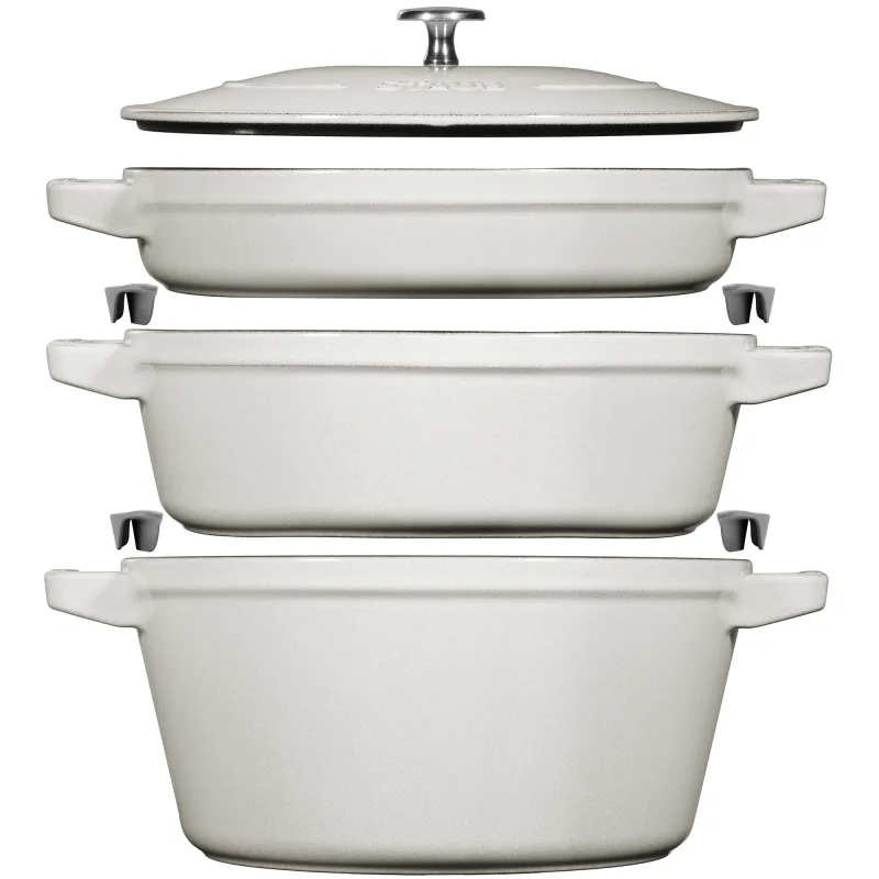 Staub Gryde i støbejern 24 cm, white truffle