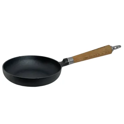 Ronneby bruk Exclusive Line støbejernspande med rund kant, 20 cm  -  egetræshåndtag