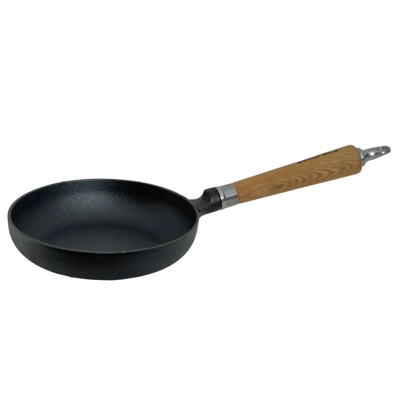 Ronneby bruk Exclusive Line støbejernspande med rund kant, 20 cm - egetræshåndtag