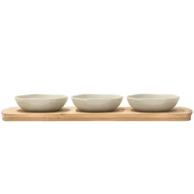 Villa Collection Shoku bambusbakke med 3 skåle 32x10 cm, soft beige