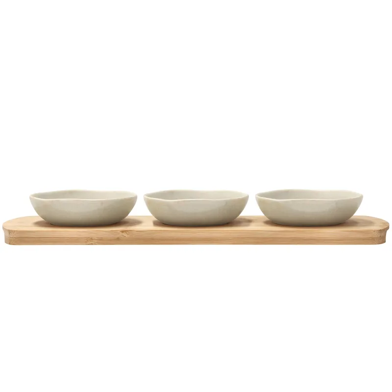 Villa Collection Shoku bambusbakke med 3 skåle 32x10 cm, soft beige