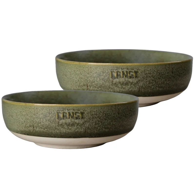 Ernst Skål grøn/natur 14 cm 2-pak