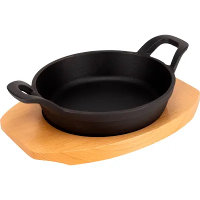 Mareld Serveringspanna i gjutjärn 16 cm, underlägg i trä