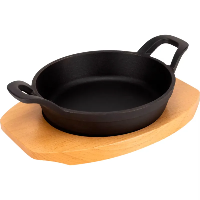 Mareld Serveringspanna i gjutjärn 16 cm, underlägg i trä