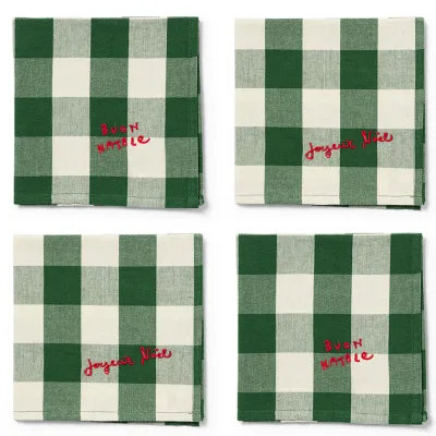 Midnatt Elsa juleservietter 40×40 cm, grøn/beige, 4-pak