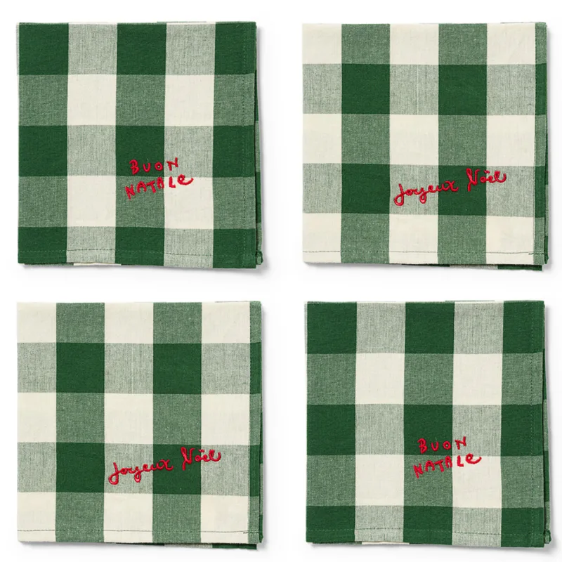 Midnatt Elsa juleservietter 40×40 cm, grøn/beige, 4-pak