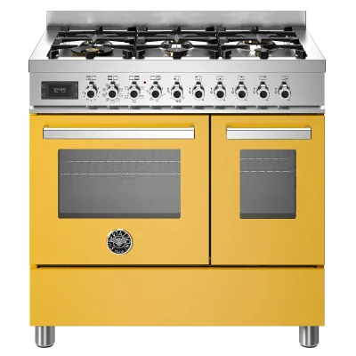 Bertazzoni PRO96L2EGIT Professional gaskomfur med dobbeltovn, 90 cm, gul