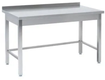 Tysk produceret arbejdsbord i fuldsvejset rustfri stål med bagkant 700mm - B 400 x T 700 x H 850 mm