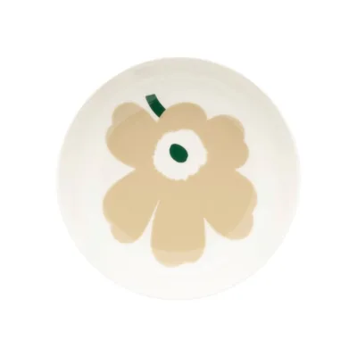 Marimekko Unikko skål 13 cm, beige/hvid/sand/mørkegrøn