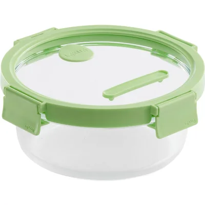 Lékué Rund madkasse 950 ml, glas/grøn