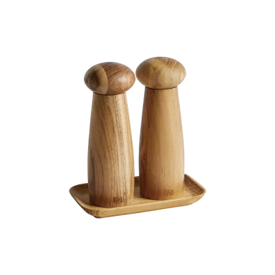 Raw salt og peber kværnesæt 18 cm med bakke - Lys