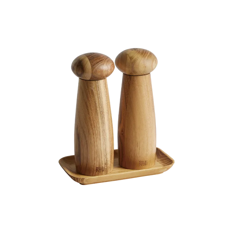 Raw salt og peber kværnesæt 18 cm med bakke - Lys