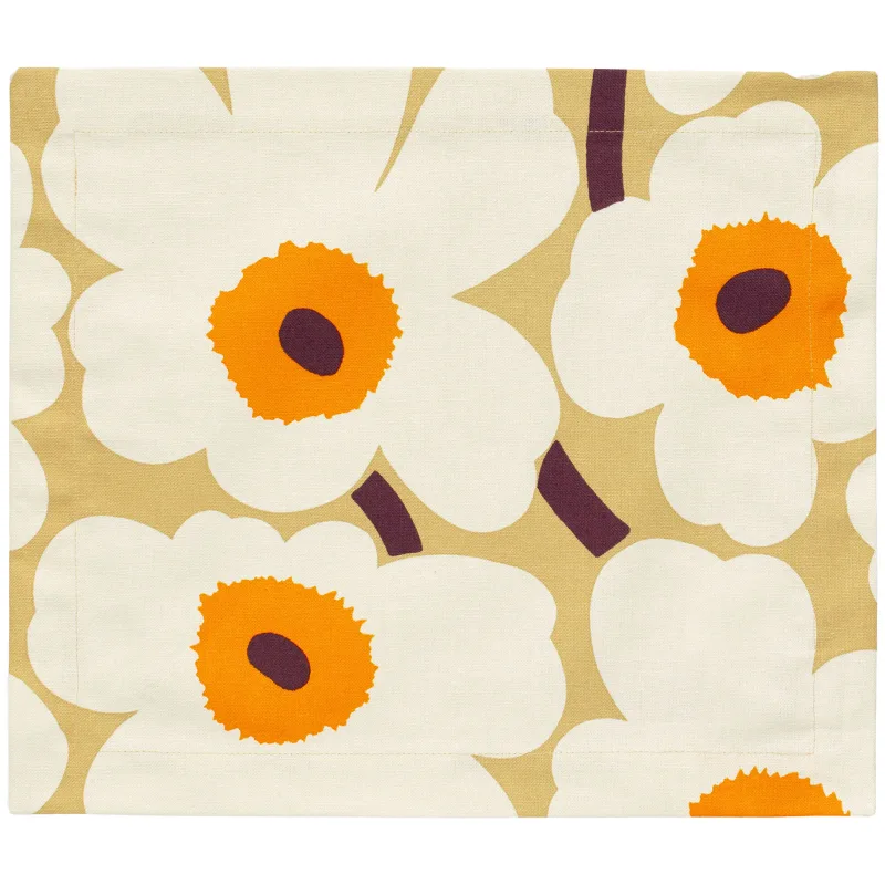 Marimekko Pieni Unikko bordskåner 35x40 cm, hvid/orange/karamel