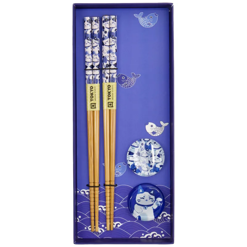 Tokyo Design Studio Lucky Cat spisepinde gaveæske 2-pak
