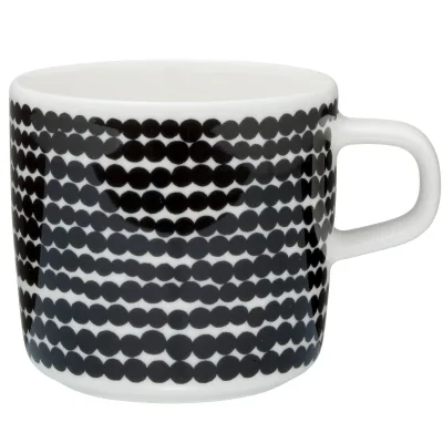 Marimekko OIVA kaffekop 2 dl., siirtolapuutarha, hvid/sort