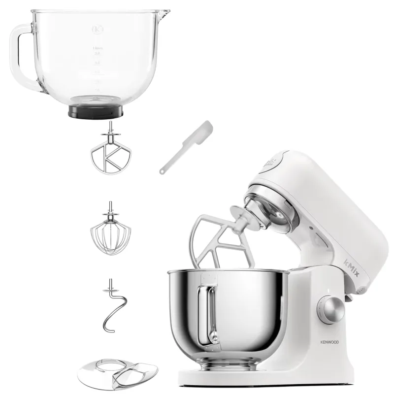 Kenwood kMix KMX751A køkkenmaskine med ekstra glasskål, 5 liter, hvid