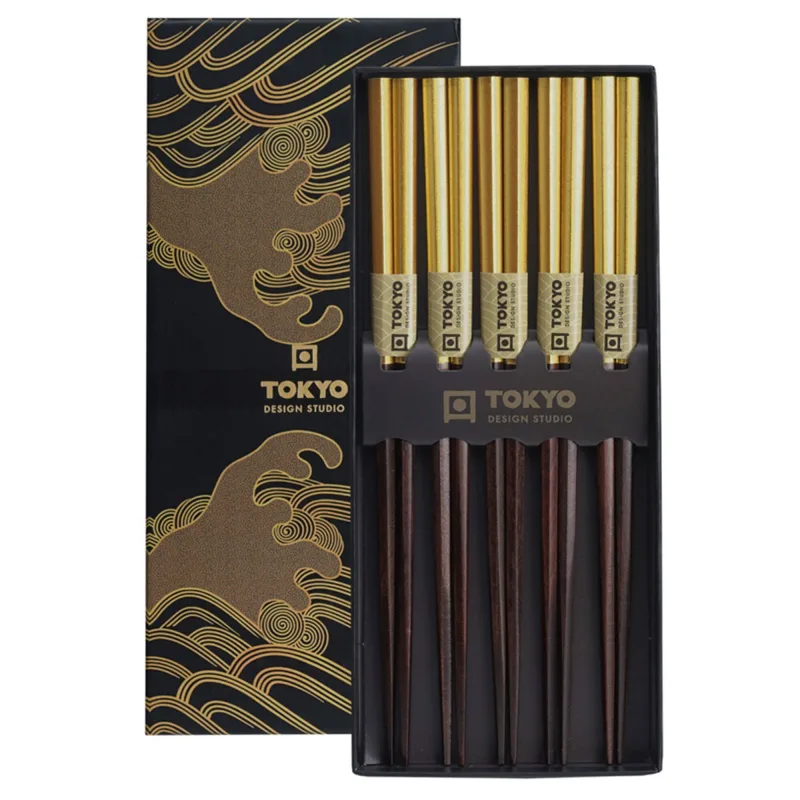 Tokyo design studio Spisepinde gavesæt med 5 par, gold