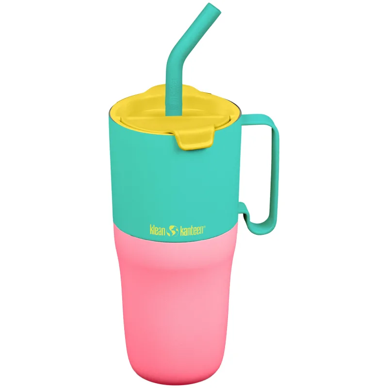 Klean kanteen Rise Tumbler med flip-låg og sugerør 770 ml, Turquoise Kaleidoscope