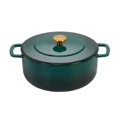 Combekk støbejernsgryde med låg Ø24 cm/3,8 liter, grøn