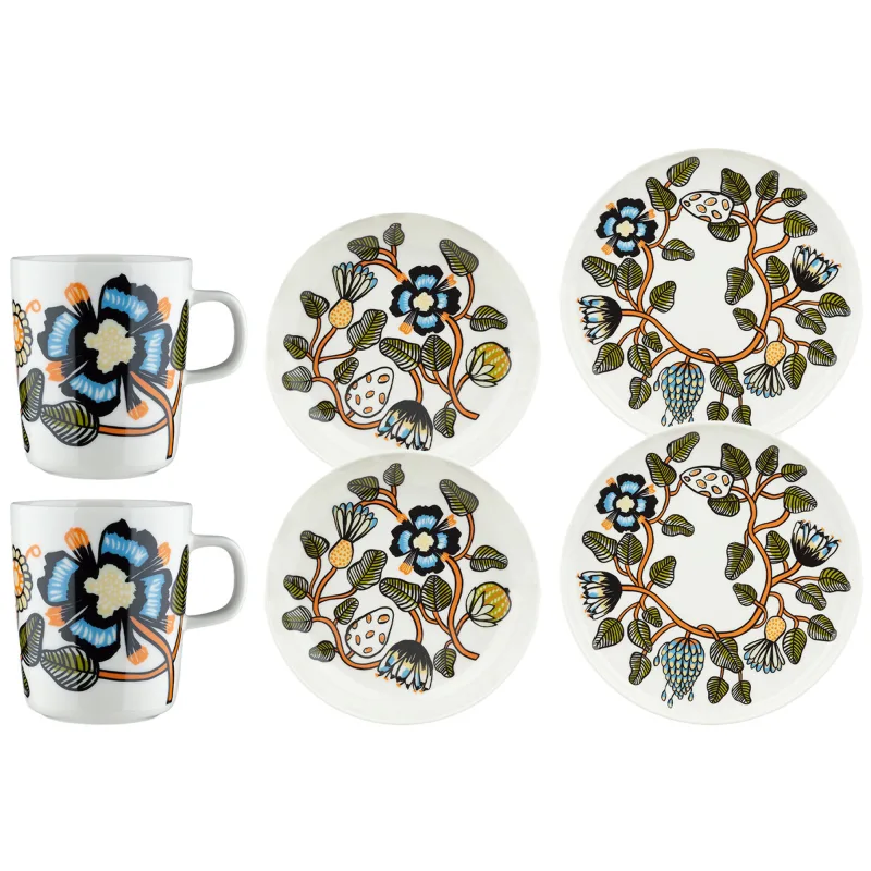 Marimekko Tiara middagsservice 6 dele, hvid/orange/grøn