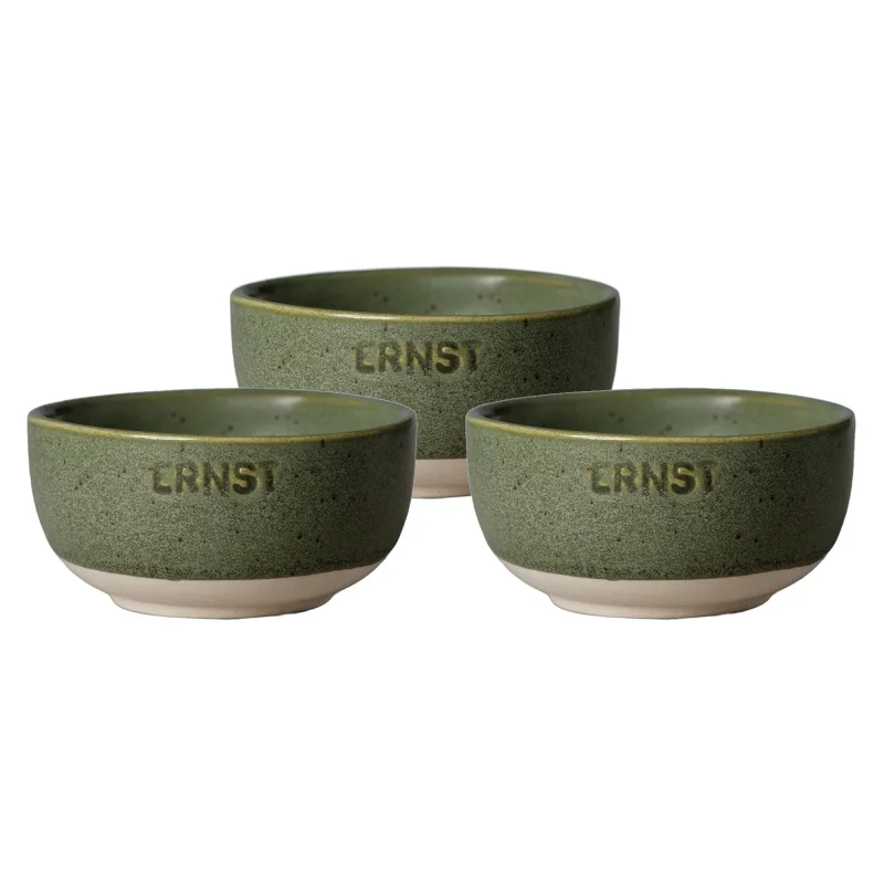 Ernst Skål grøn/natur 8 cm 3-pak