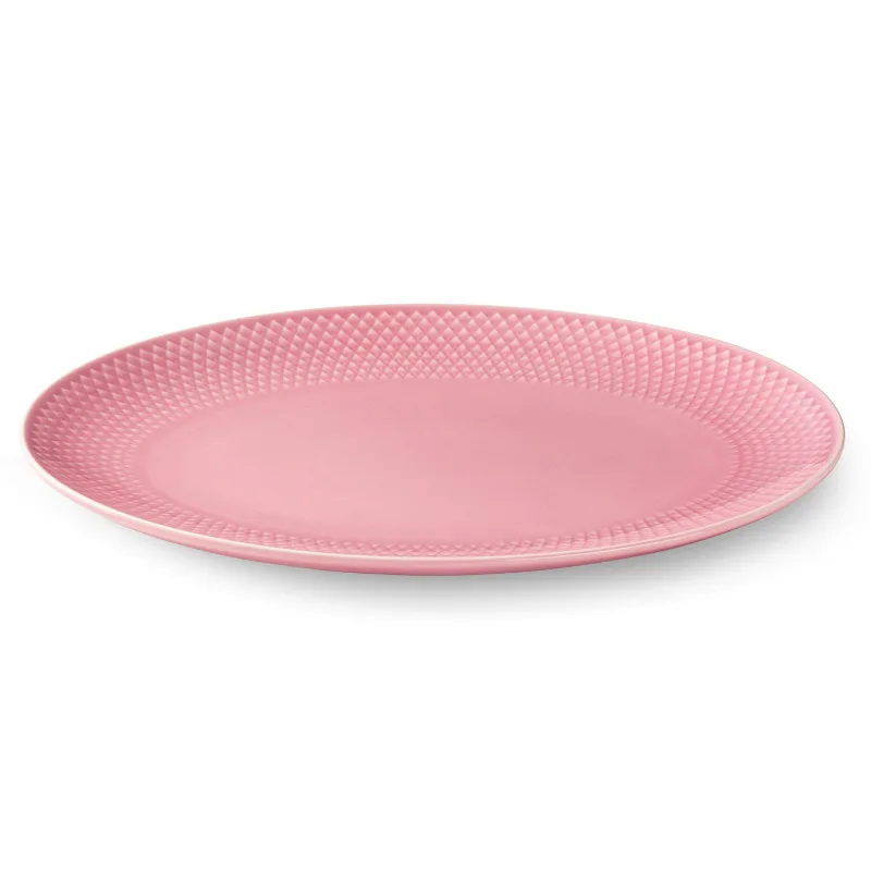 Lyngby porcelæn Rhombe Color ovalt serveringsfad, rosa