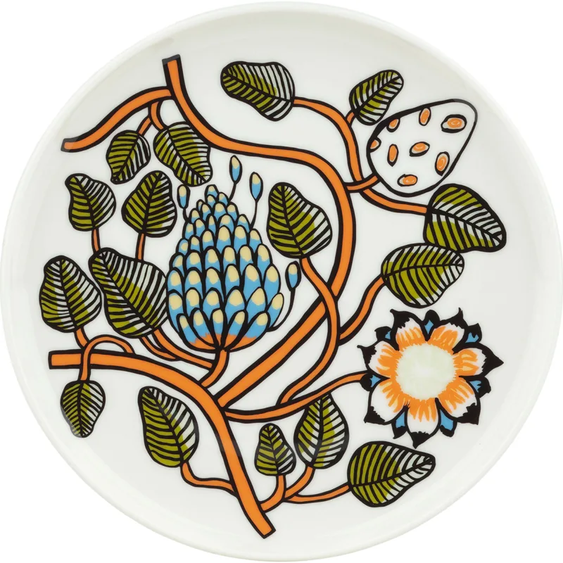 Marimekko Tiara tallerken 20 cm, hvid/orange/grøn