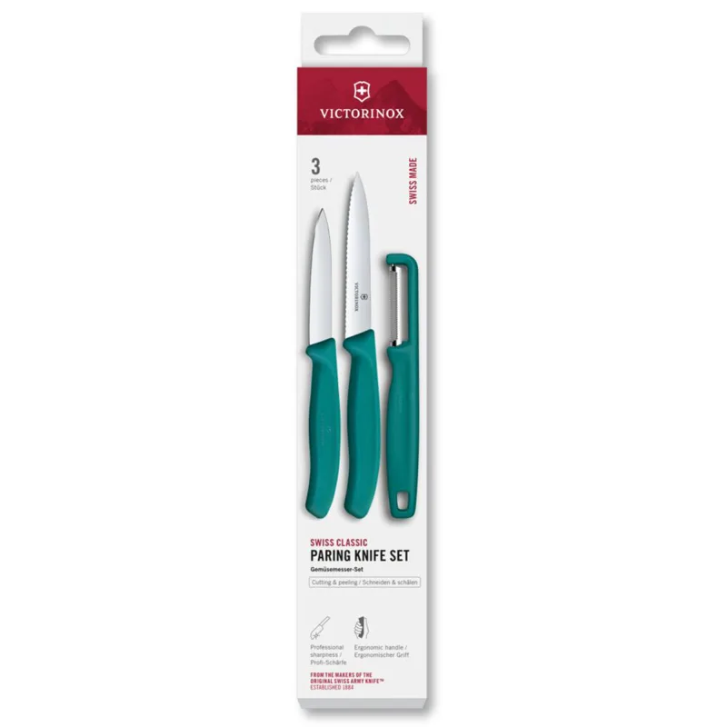 Victorinox Swiss Classic urtekniv, tomatkniv og kartoffelskræller, grøn