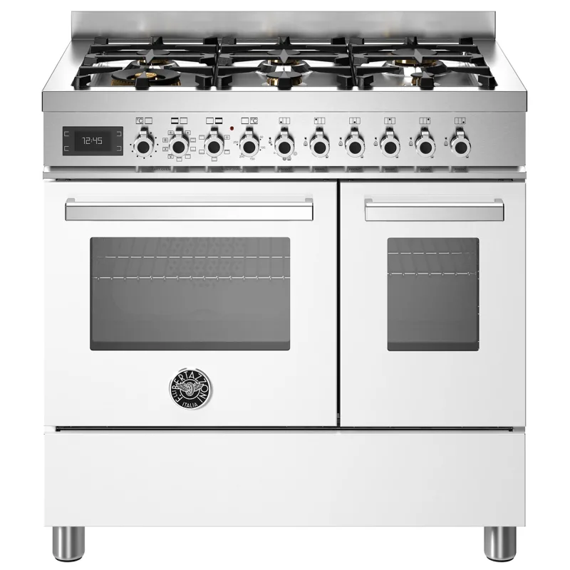 Bertazzoni PRO96L2EBIT Professional gaskomfur med dobbeltovn, 90 cm, hvid