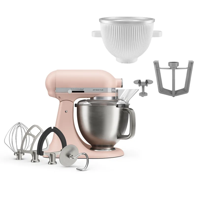 Kitchenaid Artisan Plus køkkenmaskine med istilbehør, feather pink