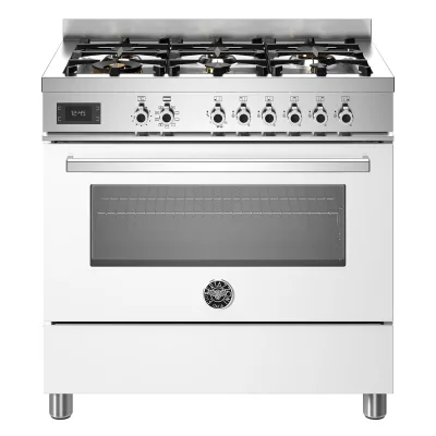 Bertazzoni PRO96L1EBIT Professional gaskomfur med ovn, 90 cm, hvid