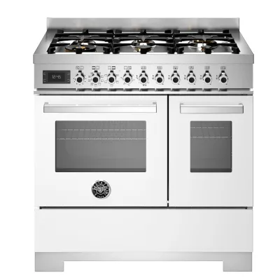 Bertazzoni PRO96L2EBIT2 Professional gaskomfur 90 cm med 6 brændere og 2 ovne, hvid