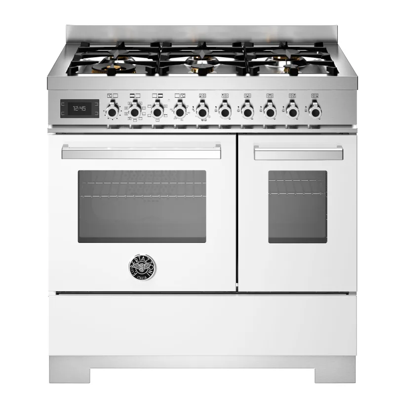 Bertazzoni PRO96L2EBIT2 Professional gaskomfur 90 cm med 6 brændere og 2 ovne, hvid