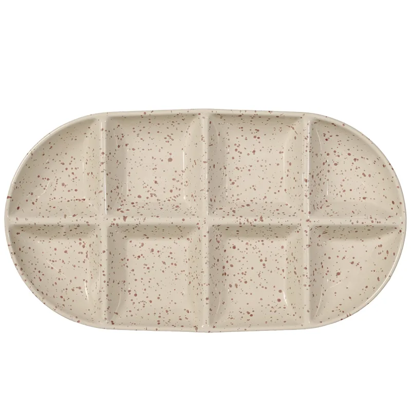 Sagaform Ditte serveringsfad large, beige/bordeaux